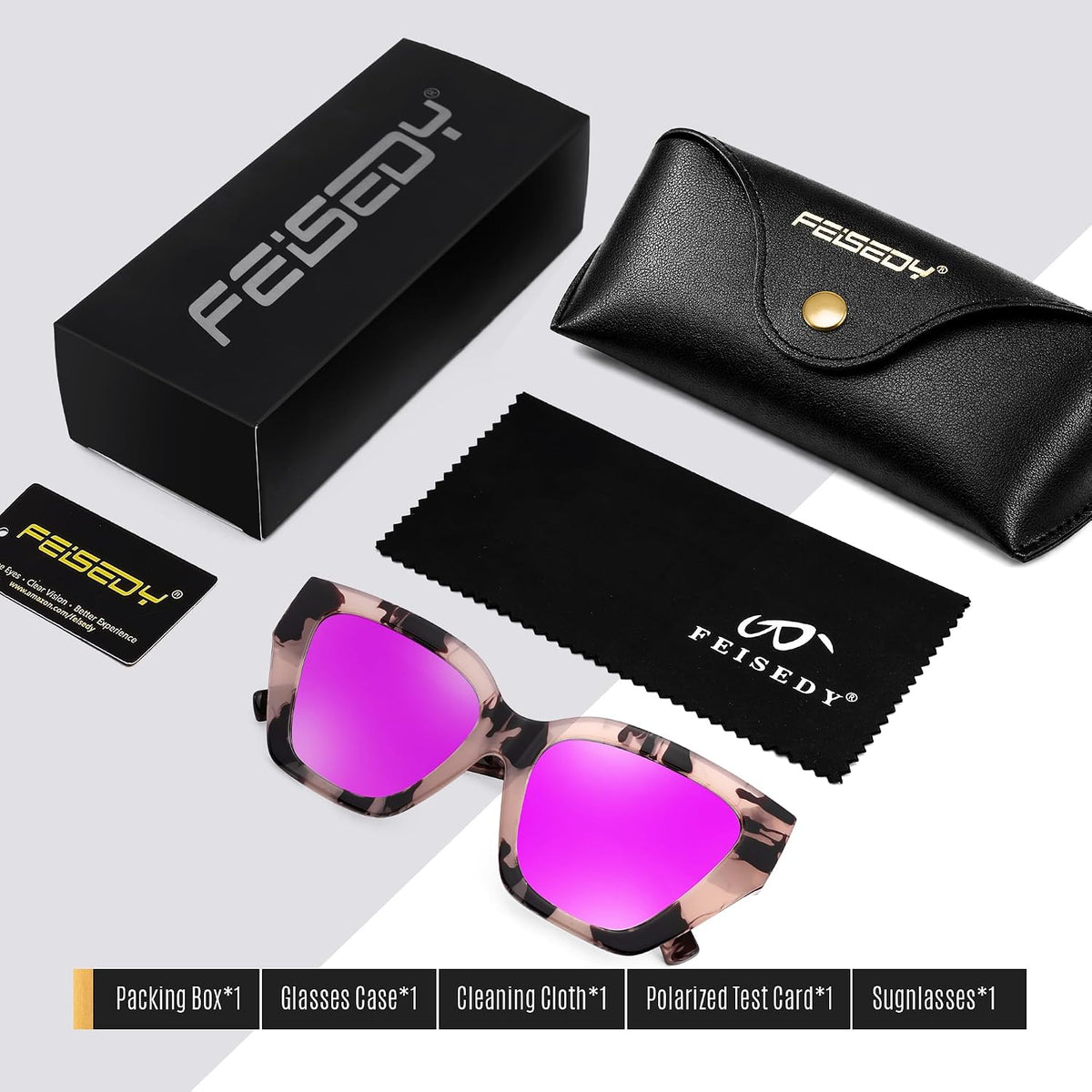 ÉÌƷͼƬ 50 | B0F8N6T6HM | FEISEDY Women's Polarized Cat Eye Sunglasses - UV400 Protection, Trendy Design for Driving & Daily Wear B0299