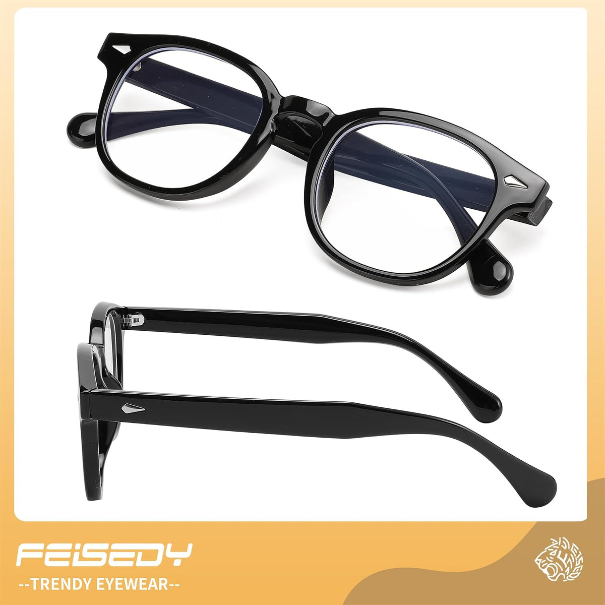 商品图片 6 | B0BRZ8QG4K | FEISEDY Retro Vintage Round Blue Light Blocking Glasses Classic Eyewear Frame for Women Men B2349