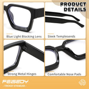 ÉÌƷͼƬ 4 | B0DXDYMMPM | FEISEDY Retro Blue Light Blocking Glasses for Women Men 90s Classic Rectangle Frame Thick Chic Computer Eyeglasses B2383R