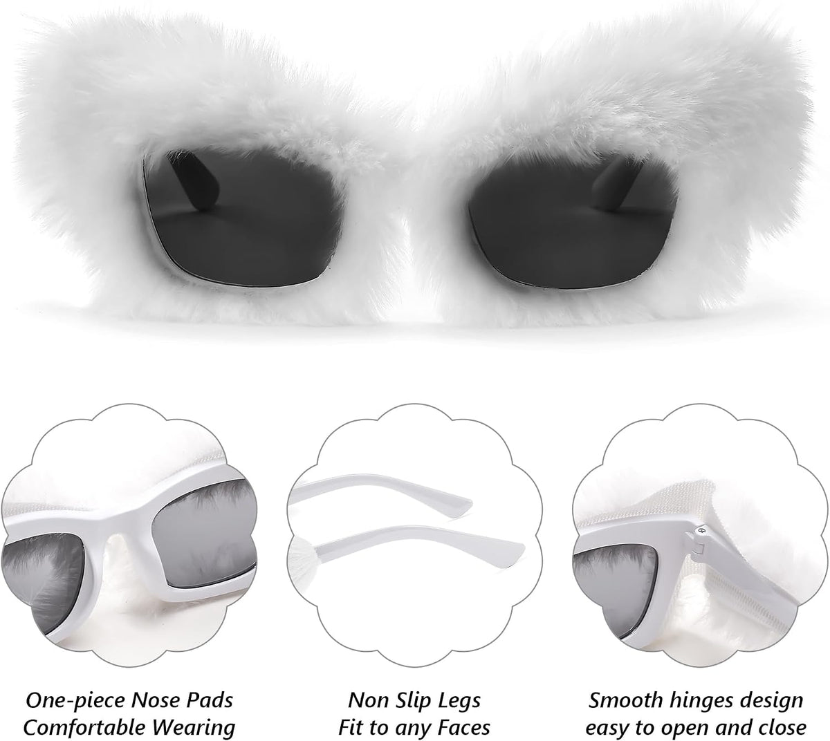 ÉÌƷͼƬ 135 | B09PN9V5N6 | FEISEDY Sunglasses Women Plush Fuzzy Soft Velvet Party Masquerade B2877