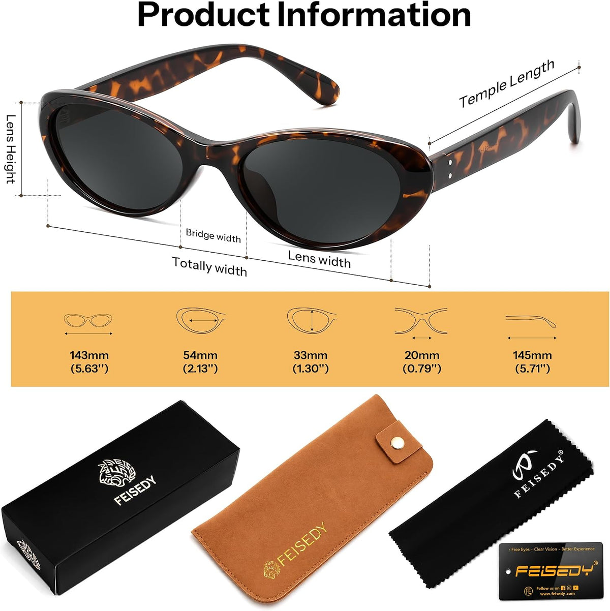 ÉÌƷͼƬ 14 | B0H6WC71MZ | FEISEDY Retro Oval Polarized Sunglasses for Women Cat Eye TR90 Shades B0460
