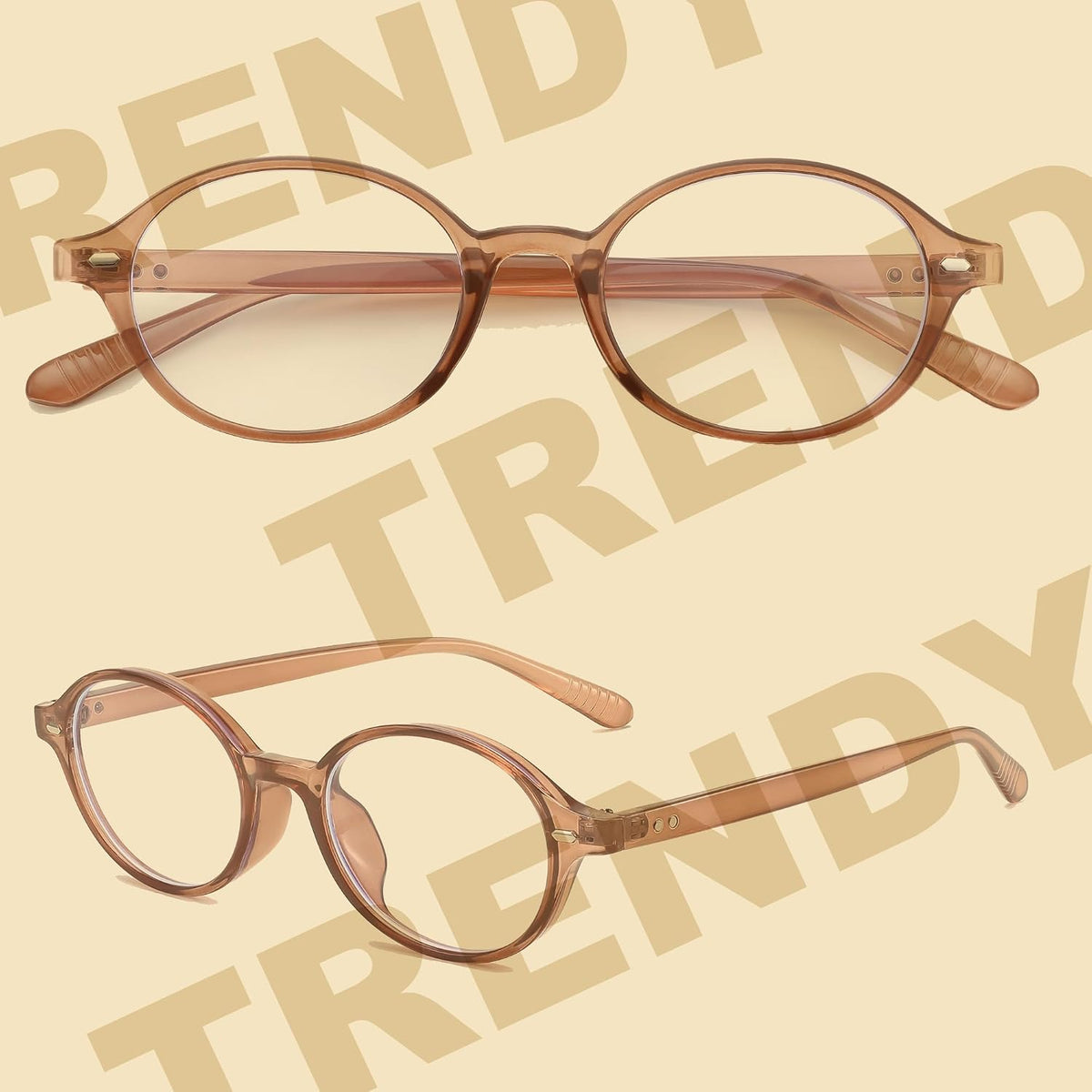 ÉÌƷͼƬ 39 | B0DJ4YNFXZ | FEISEDY Vintage Oval Blue Light Glasses for Women Men Stylish Lightweight 90s Eyeglasses Fake Nerd Y2k Eyewear Frame B0242
