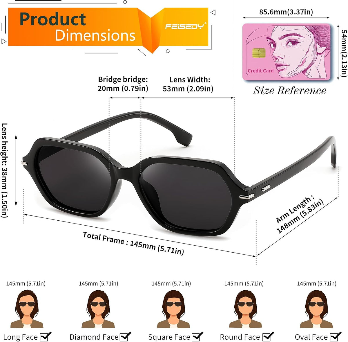 ÉÌƷͼƬ 34 | B0HJYQR9BW | FEISEDY Classic Square Sunglasses for Women Men, Retro Trendy Shades B0493