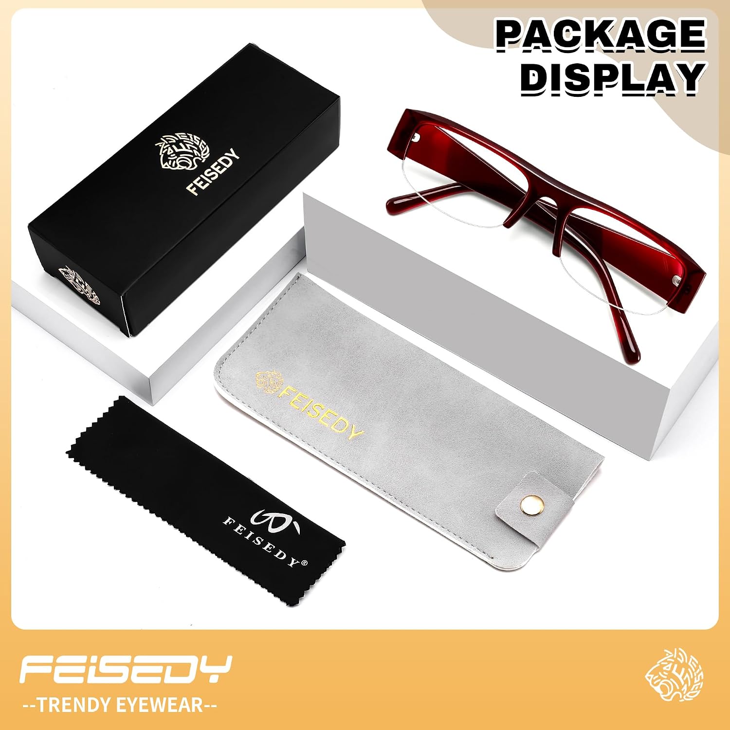 商品图片 18 | B0GY48FJF1 | FEISEDY Chic Semi Rimless Blue Light Glasses for Women B0431