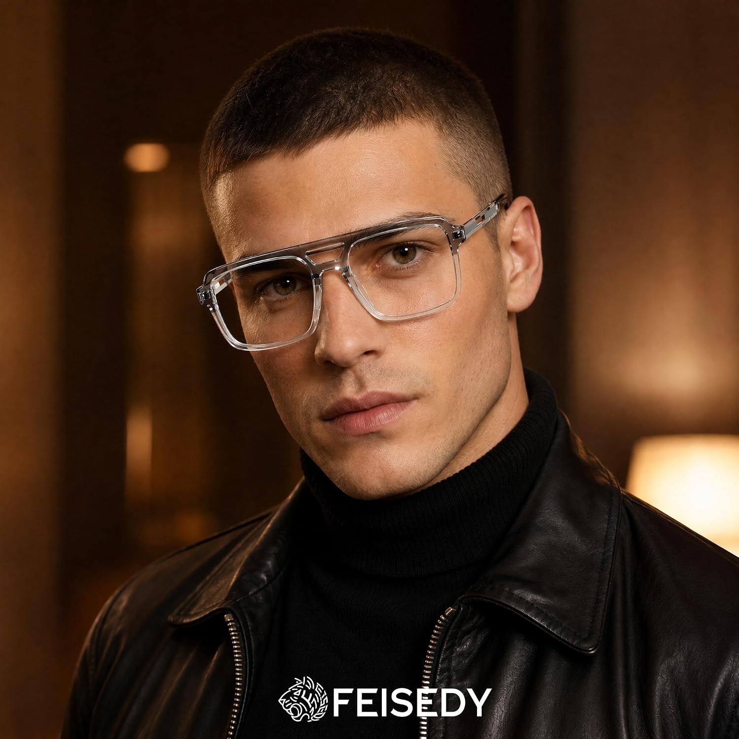 商品图片 18 | B0D9NJ18RZ | FEISEDY Retro Aviator Square Blue Light Glasses for Men Women B0209