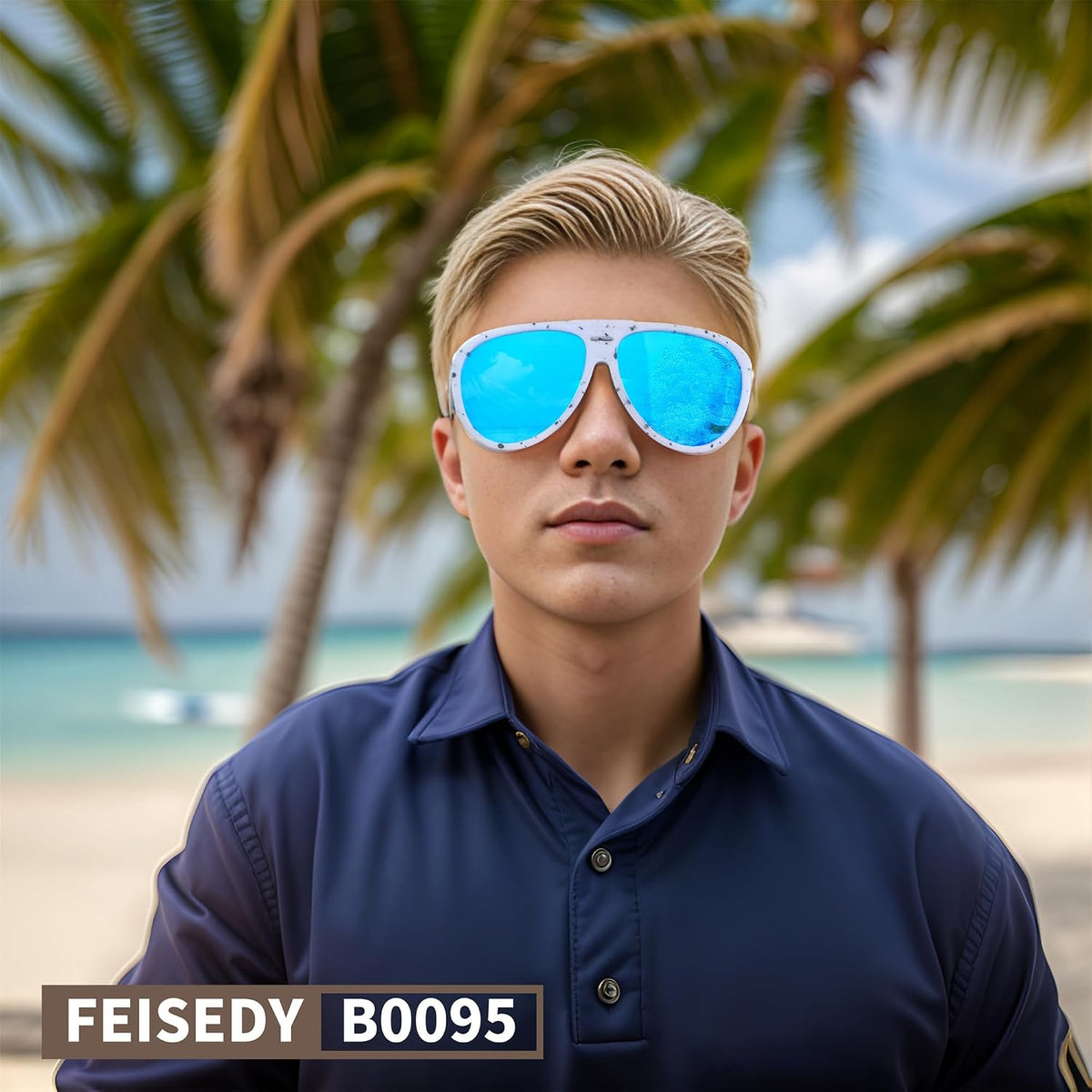 ÉÌƷͼƬ 22 | B0CT5M1L9R | FEISEDY Polarized Aviator Sunglasses Men Women Oversized Round Steampunk Sunglasses Side Shield Goggles B0095