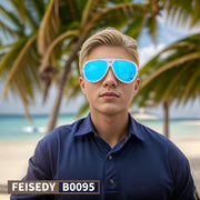 ÉÌƷͼƬ 22 | B0CT5M1L9R | FEISEDY Polarized Aviator Sunglasses Men Women Oversized Round Steampunk Sunglasses Side Shield Goggles B0095