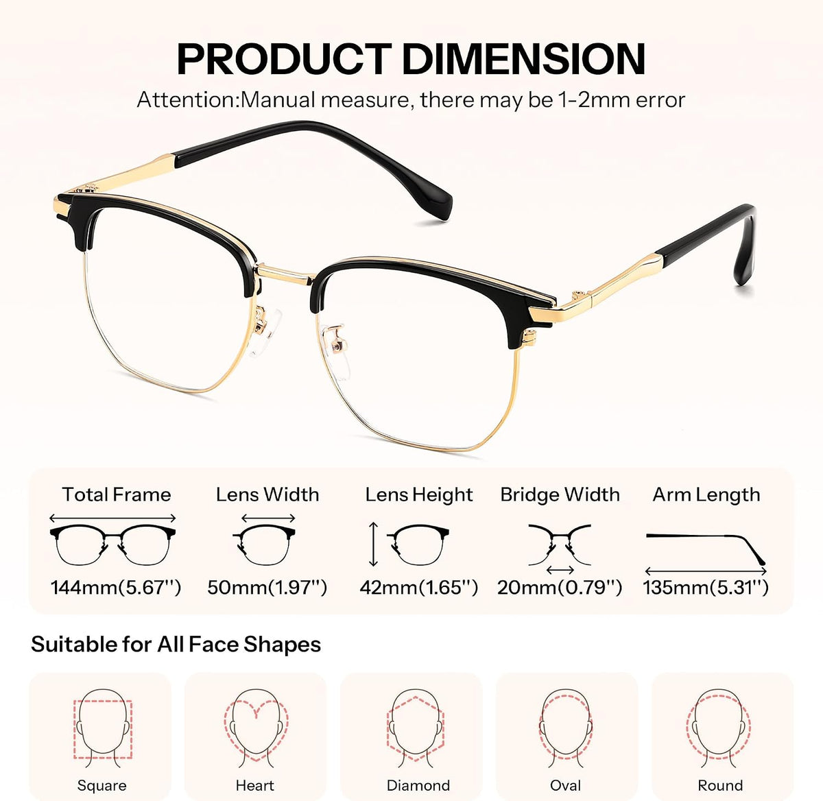 ÉÌƷͼƬ 6 | B0FKT9PDRD | FEISEDY Retro Semi Rimless Blue Light Glasses for Women Men B0438