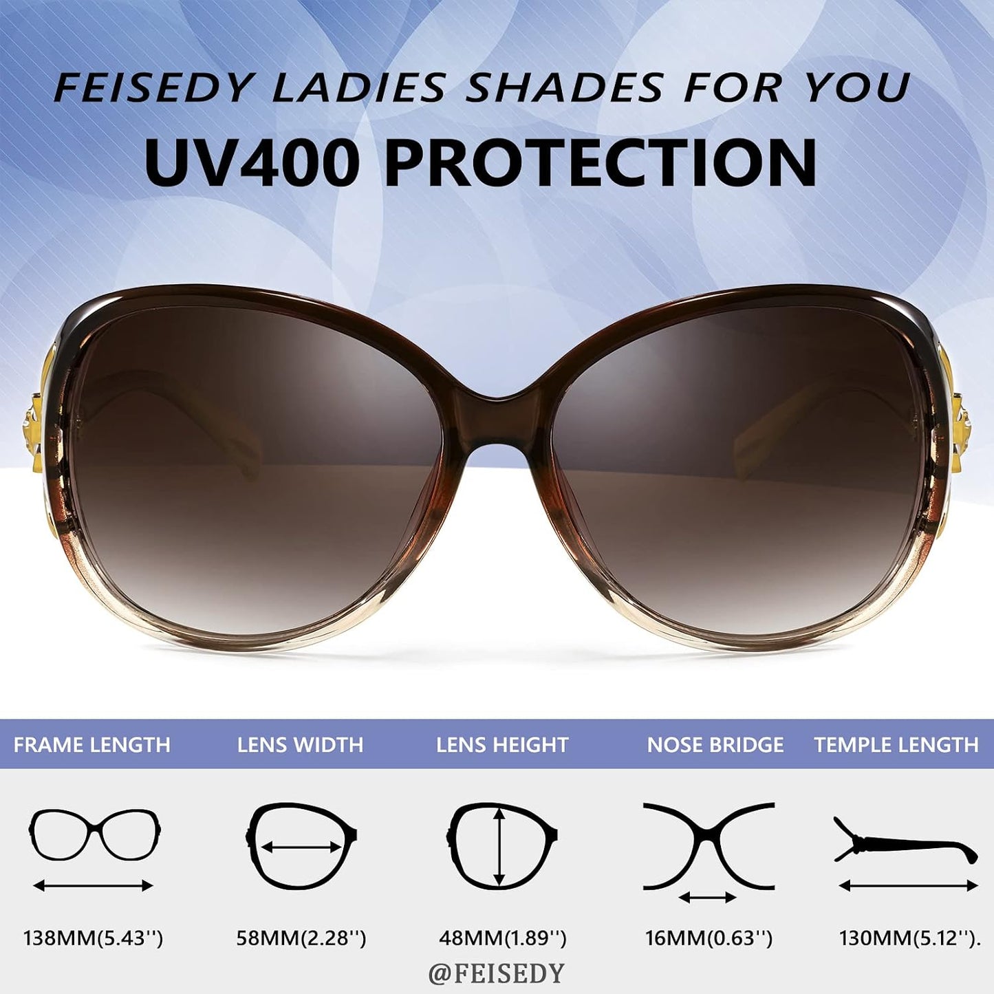 商品图片 59 | B08S7G8RRP | FEISEDY Oversized Polarized Sunglasses Women Men Large Shades B2730