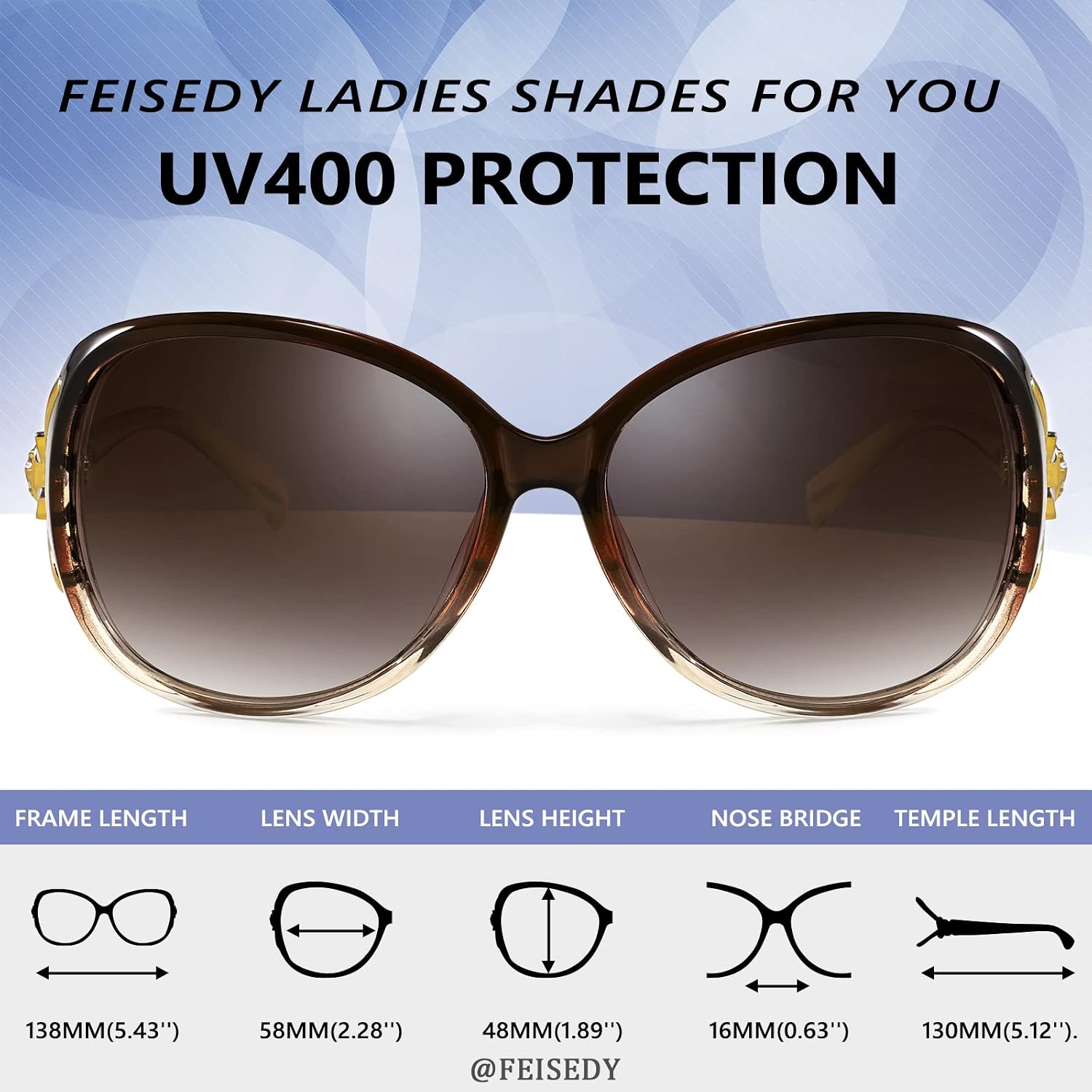 商品图片 59 | B08S7G8RRP | FEISEDY Oversized Polarized Sunglasses Women Men Large Shades B2730