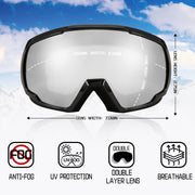 商品图片 79 | B0GHRB6WCQ | FEISEDY Ski Goggles, OTG Snow Sport Goggles for Adult Youth, Anti-Fog UV400 Protection Bendable Dual-Lenses B2961