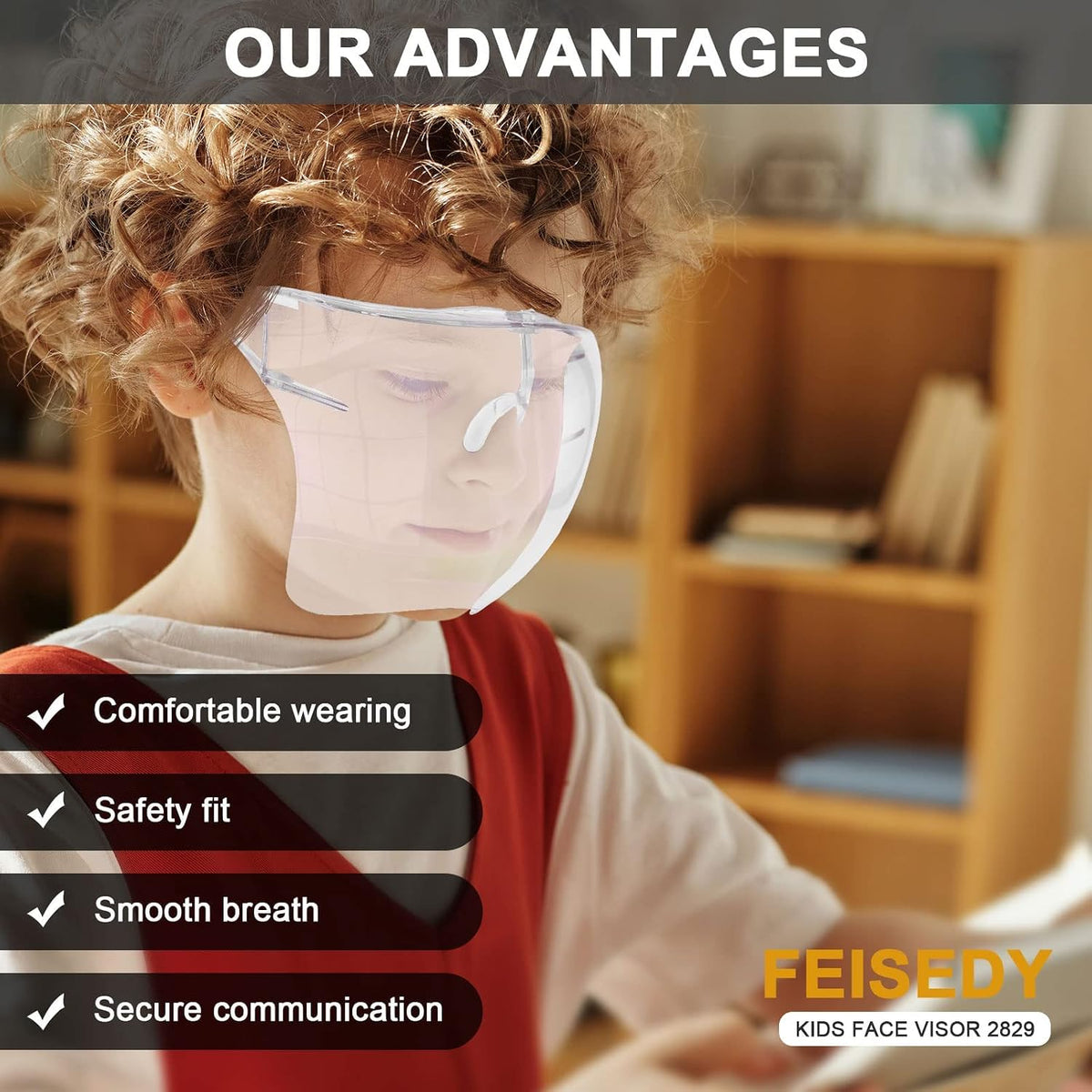 商品图片 3 | B09JVKPWMN | FEISEDY Kids Full Cover Face Visor Shield Sunglasses Protective B2829