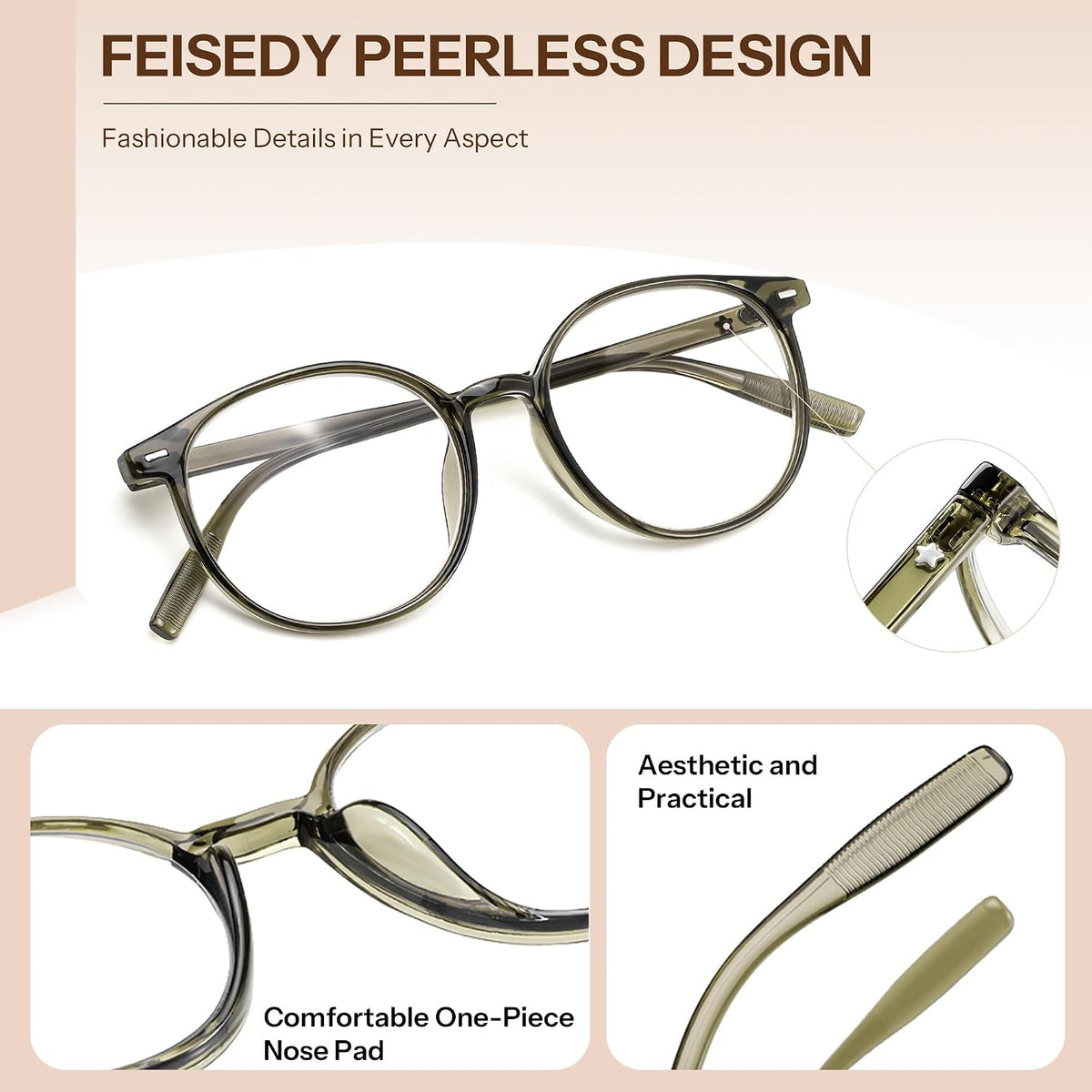 ÉÌƷͼƬ 46 | B0GT2R9GP7 | FEISEDY Photochromic Blue Light Blocking Glasses Fashion Women Men B1238