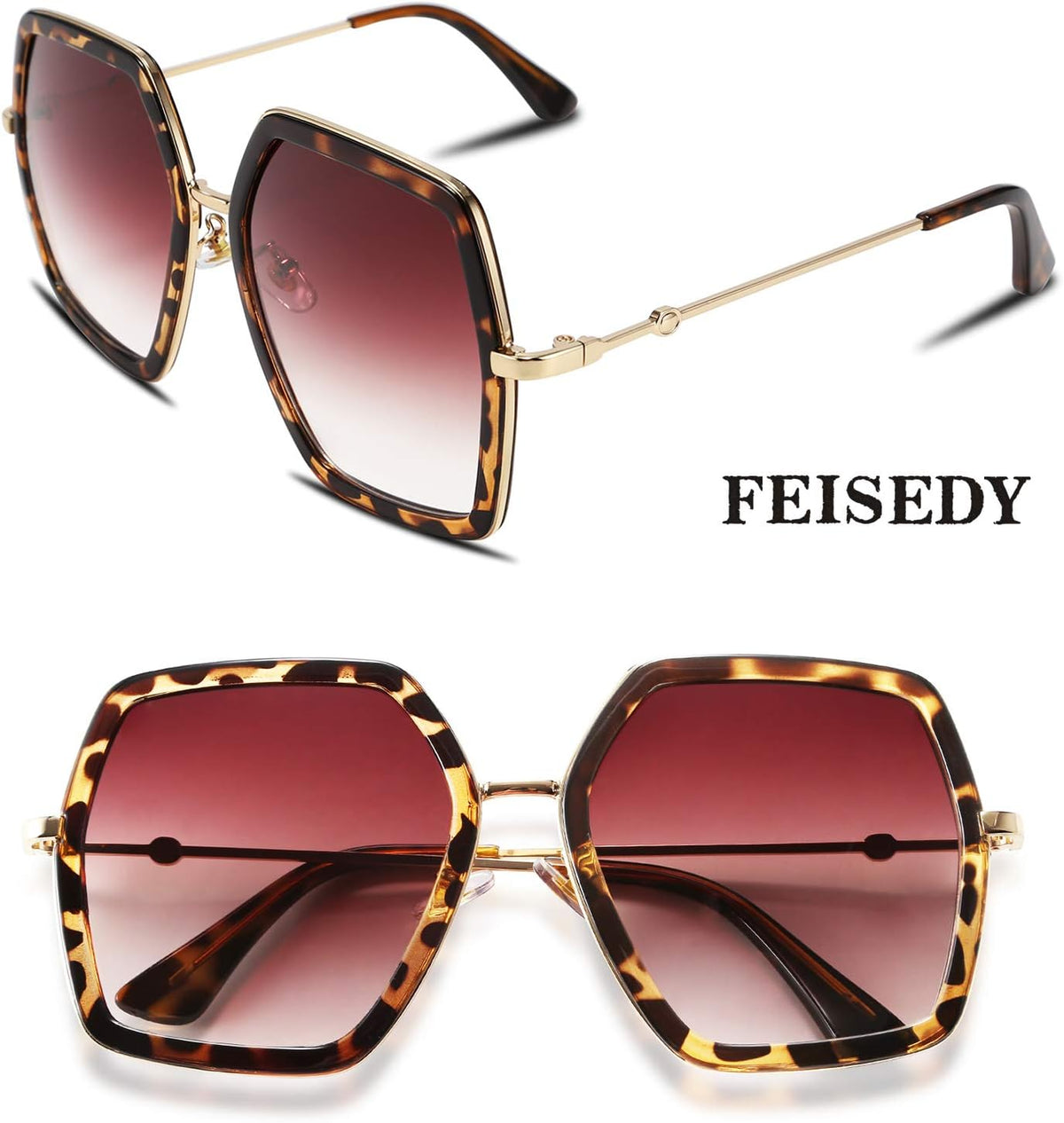 ÉÌƷͼƬ 19 | B08C7TTTDN | FEISEDY Women Large Hexagon Inspired Sunglasses Fashion Irregular Design Style Geometric B2503