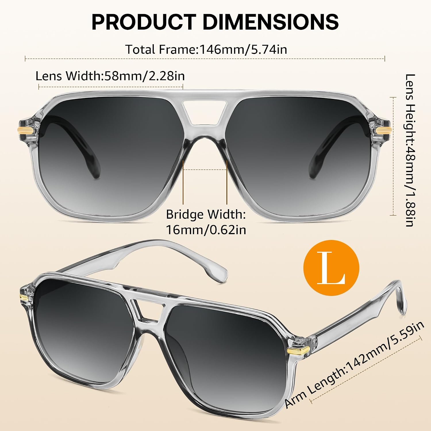 商品图片 5 | B0GTPJLQQN | FEISEDY Women Men Aviator Sunglasses UV400 Protection, Retro Trendy Square Frame for Driving Fishing Outdoor Daily B0425