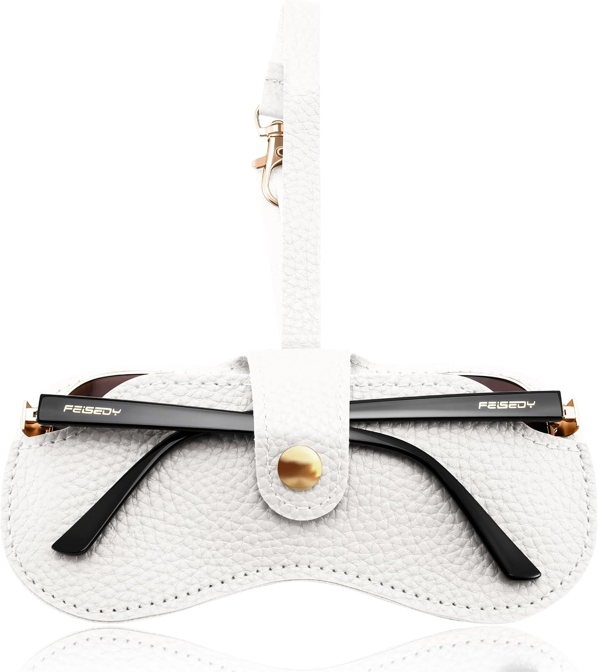 White | B0FH1YLW44 | FEISEDY Soft Leather Sunglass Case-Slim Portable Glasses Holder for Women
