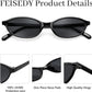 商品图片 4 | B0DMN6519L | FEISEDY Retro Oval Cat Eye Sunglasses for Women 90s Narrow Lightweight Shades Y2k Trendy Sunnies B0257