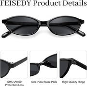 ÉÌƷͼƬ 4 | B0DMN69R27 | FEISEDY Retro Oval Cat Eye Sunglasses for Women 90s Narrow Lightweight Shades Y2k Trendy Sunnies B0257