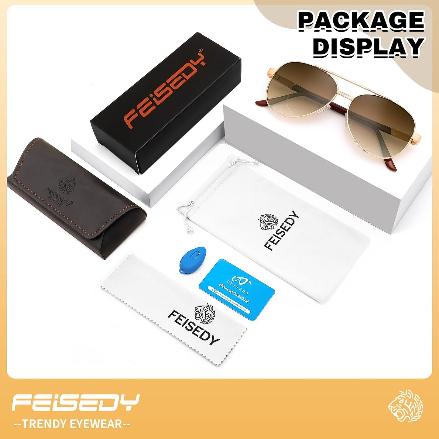 商品图片 6 | B0G1BRNH4D | FEISEDY Metal Aviator Bifocal Reader Sunglasses for Men B0335