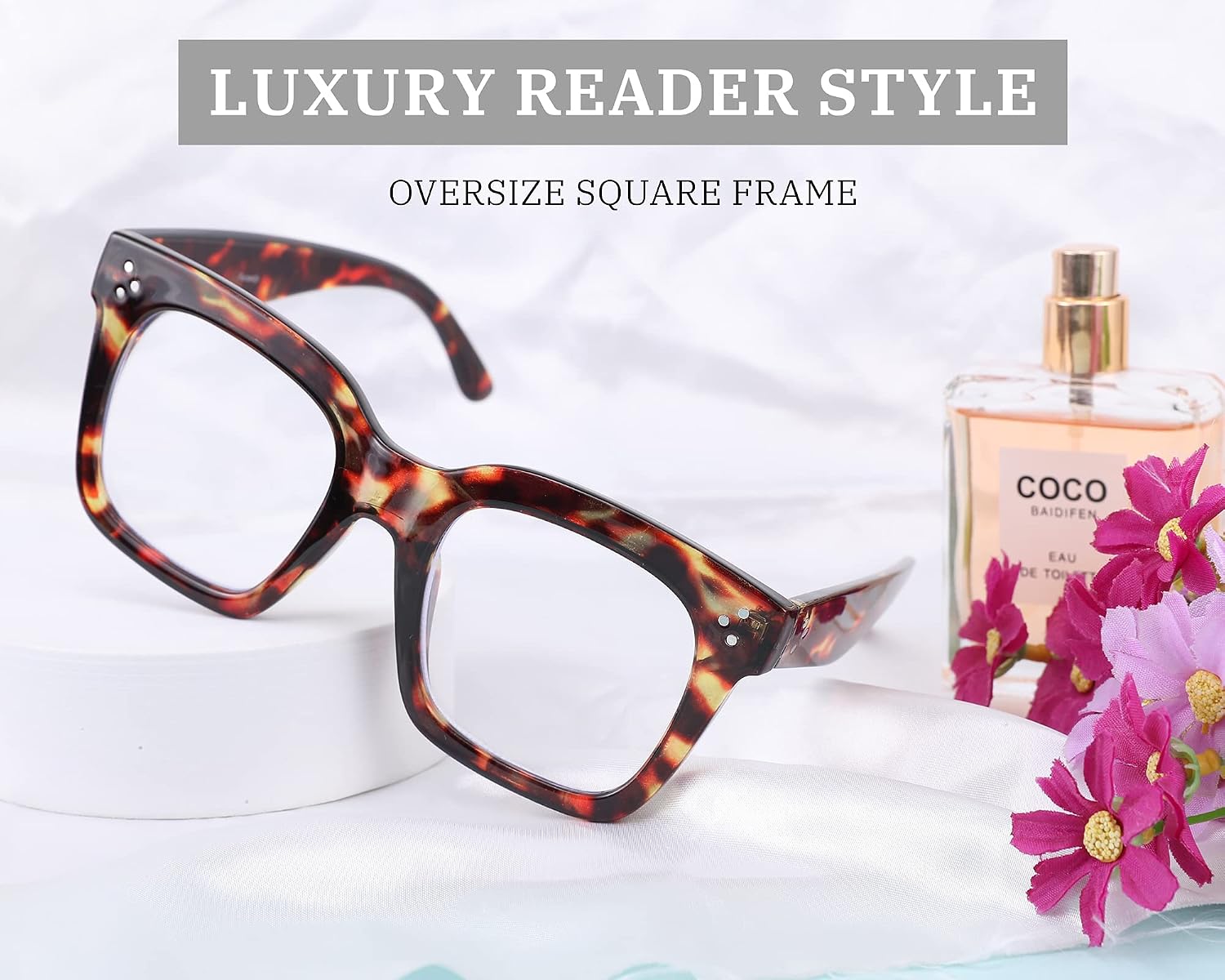 商品图片 10 | B08ZMQ47KD | FEISEDY Blue Light Blocking Reading Glasses Oversized Readers Designer Luxury Square Eyewear Frame B2695FR