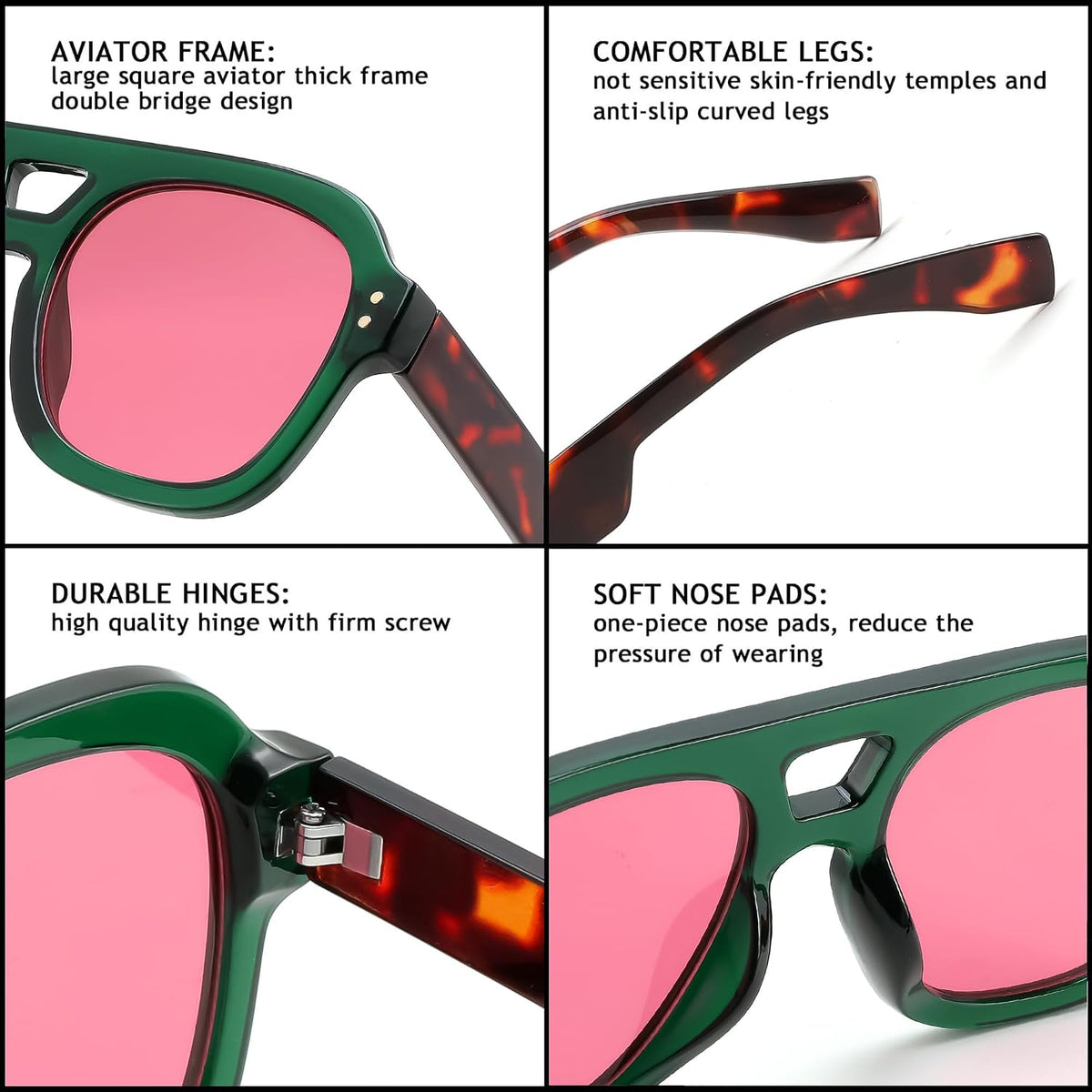 ÉÌƷͼƬ 61 | B09KV1MSHN | FEISEDY Aviator Sunglasses For Women Men Square Chunky Trendy Eyewear B2846