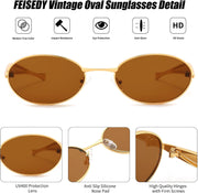 ÉÌƷͼƬ 4 | B0FH4FH8VH | FEISEDY Retro Oval Sunglasses Women Men - Gold Metal Chunky Frame, UV400 for Driving & Daily Wear B0312
