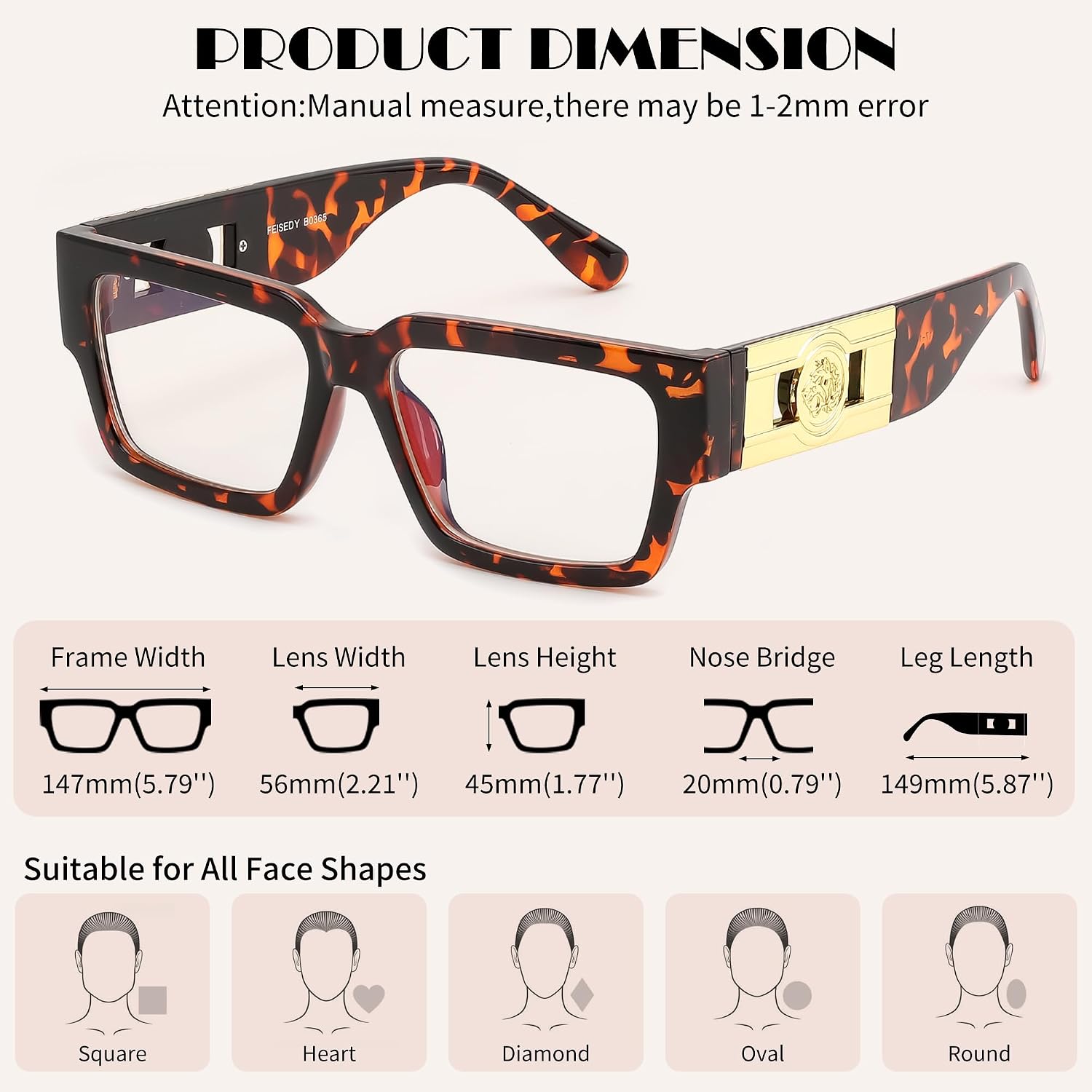 商品图片 13 | B0GQZ4LZK8 | FEISEDY Retro Trendy Rectangle Blue Light Glasses for Women Men B0365
