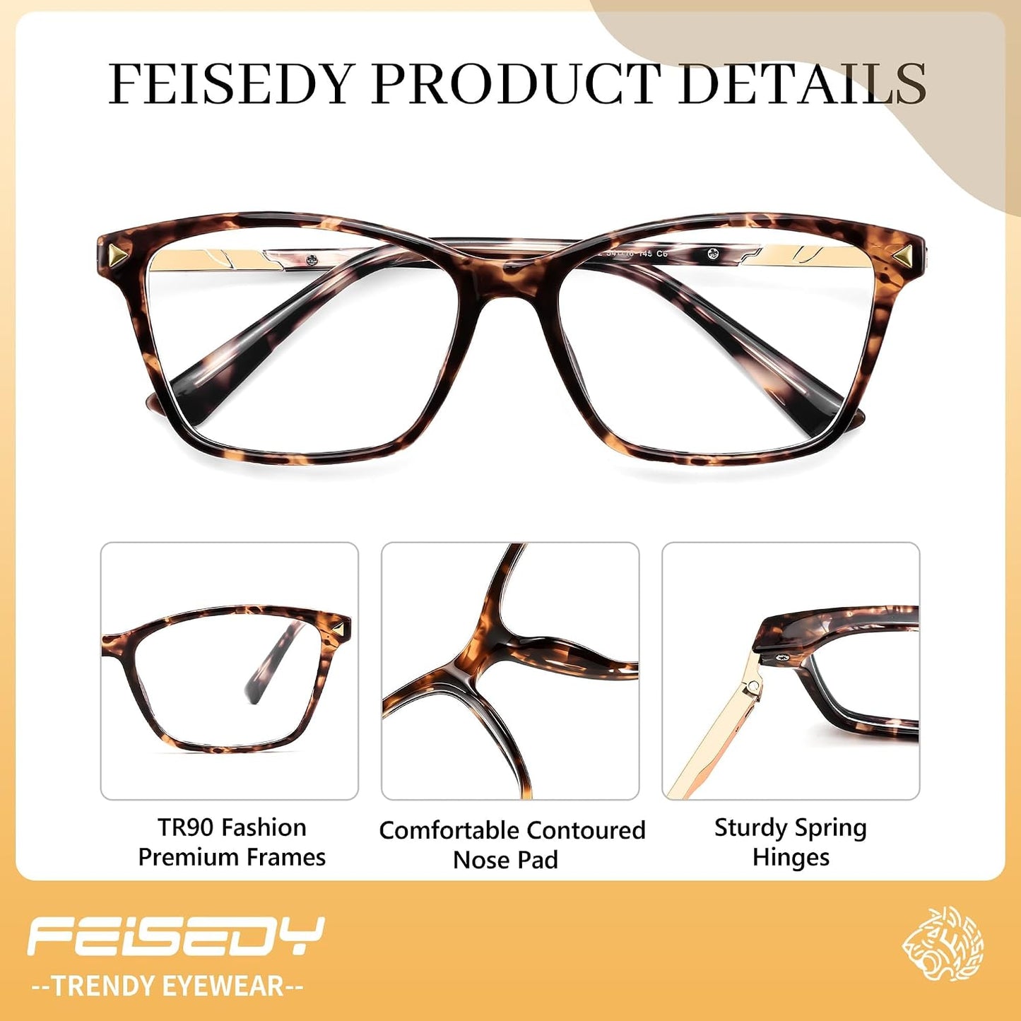 商品图片 34 | B0FZT81LLR | FEISEDY Blue Light Glasses for Women Men TR90 Computer Phone Gaming B0370 | Blue Light Blocking Glasses, Anti Eyestrain and Glare, Soft Comfortable Fit with Spring Hinges