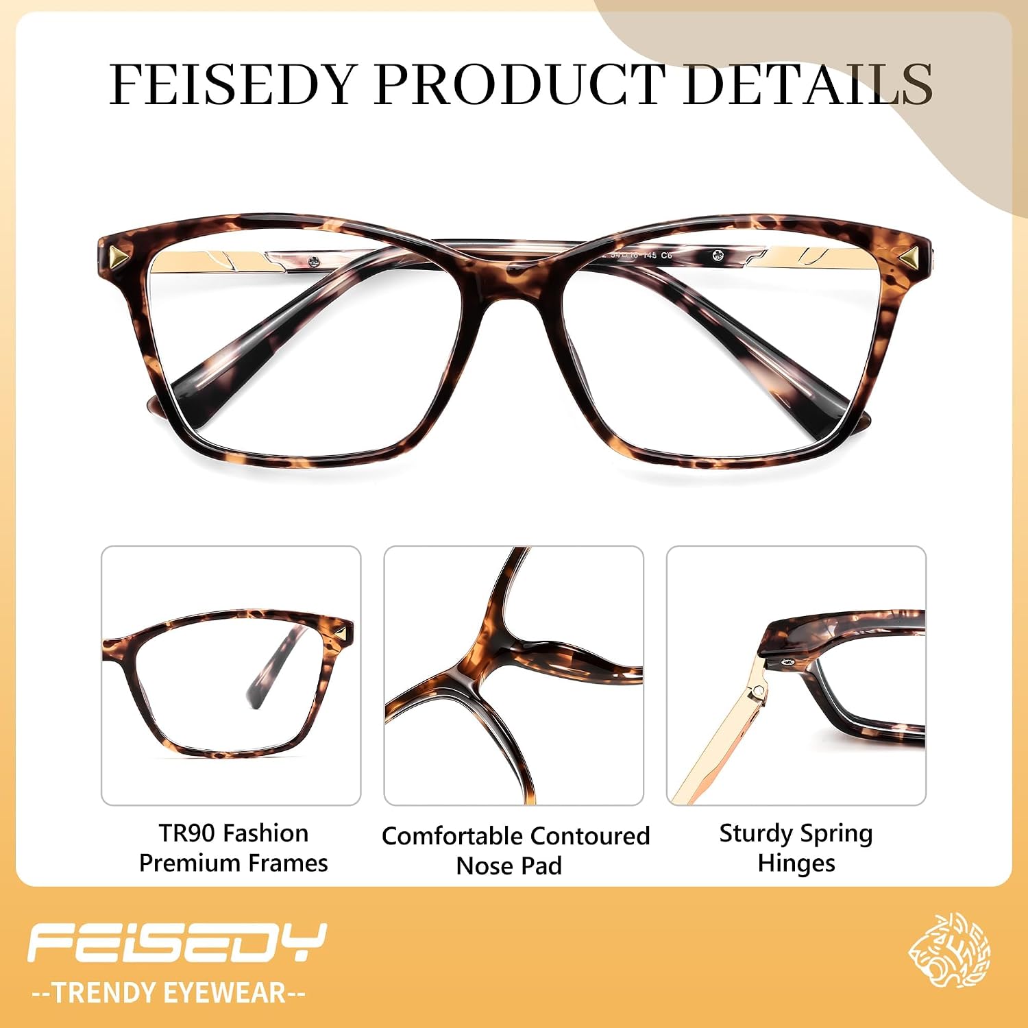 商品图片 34 | B0FZT81LLR | FEISEDY Blue Light Glasses for Women Men TR90 Computer Phone Gaming B0370 | Blue Light Blocking Glasses, Anti Eyestrain and Glare, Soft Comfortable Fit with Spring Hinges