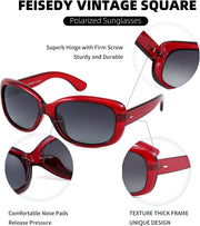 ÉÌƷͼƬ 12 | B094CJFYW6 | FEISEDY Vintage Square Polarized Sunglasses for Women Men Havana Thick Wrap Around Sun Glasses UV400 B2703
