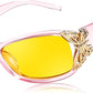 Z-butterfly(transparent Pink) / 60 Millimeters | B0CRTMQFPS | FEISEDY Classic Womens Night Glasses Driving Anti Glare Wrap Around Yellow Sunglasses B2548