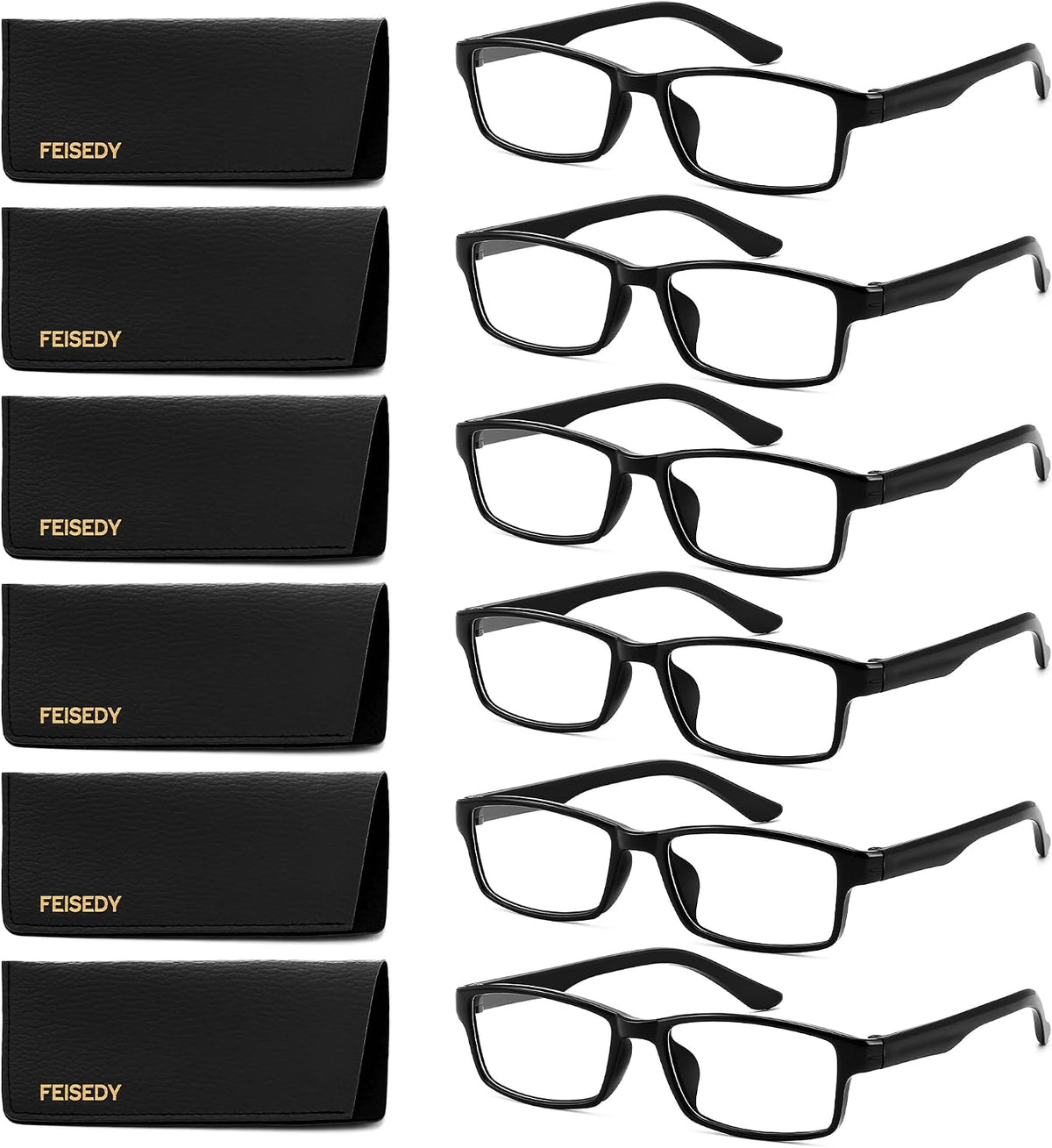 ÉÌƷͼƬ 8 | B0F7HQL9ND | FEISEDY 6/5 Pack Classic Reading Glasses Rectangular Readers B0297