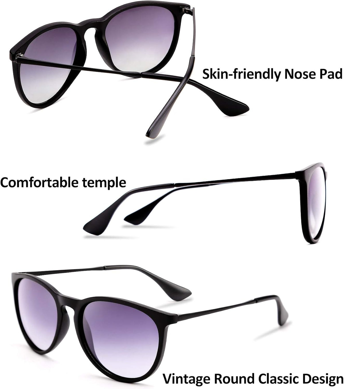 ÉÌƷͼƬ 5 | B0836LJXDK | FEISEDY Polarized Sunglasses Women Men Vintage Round Classic Mirrored Sun Glasses B2571
