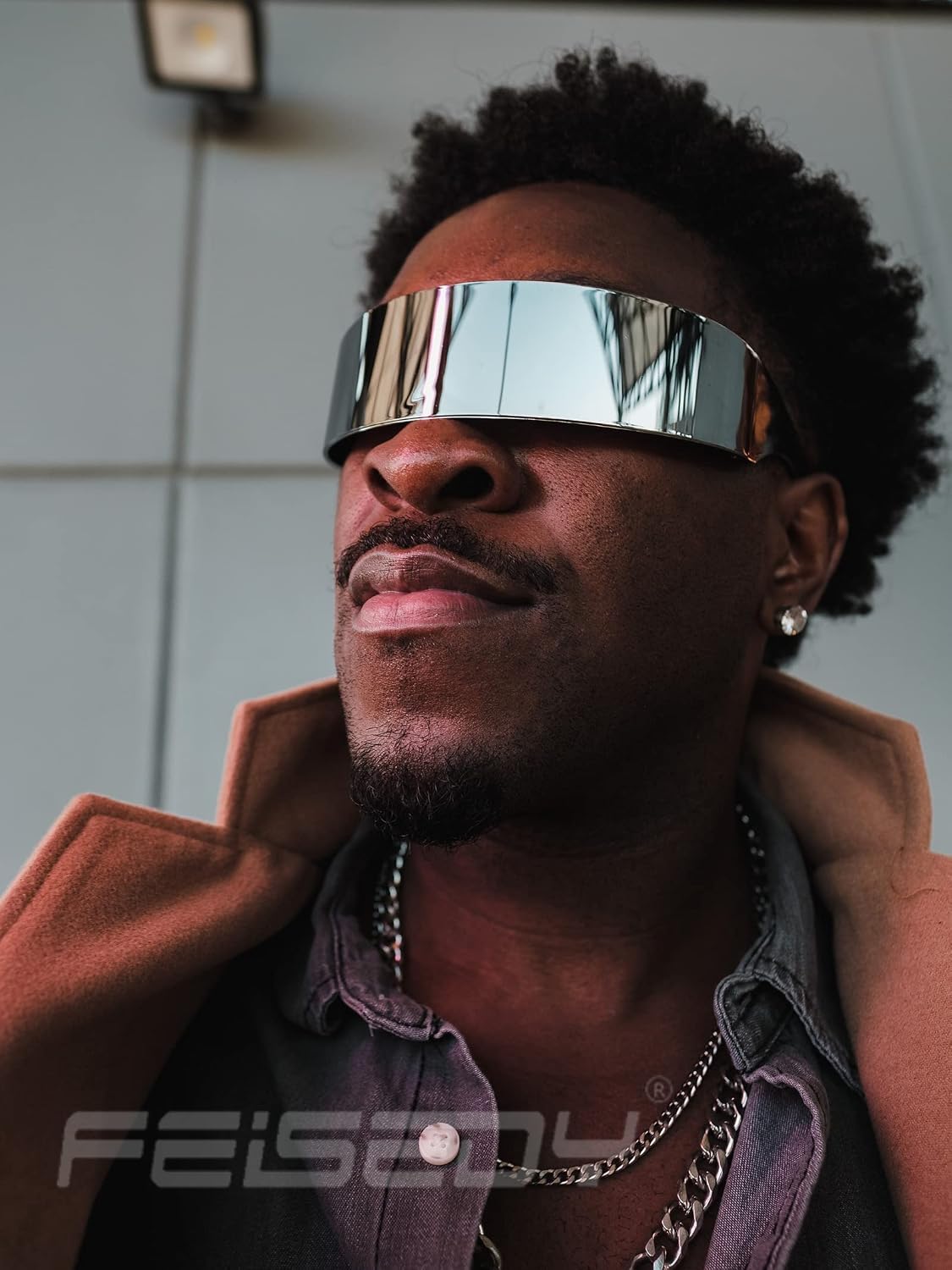 商品图片 23 | B08THY8CBQ | FEISEDY 80s Futuristic Cyclops Cyber Visor Sunglasses Men Women Punk Style Cosplay B2740