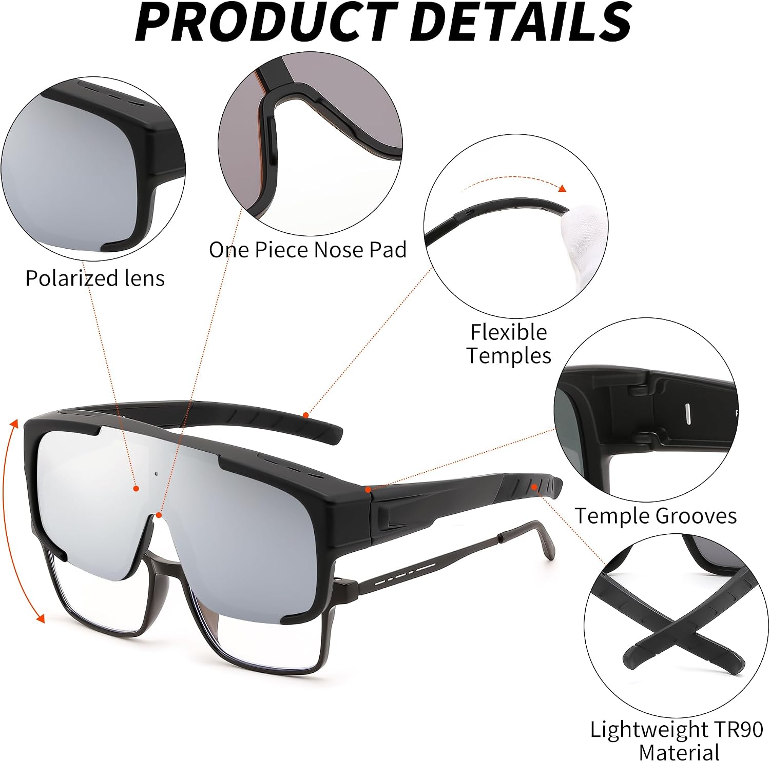 商品图片 31 | B0FY37CX2V | FEISEDY Polarized Fit Over Glasses Sunglasses for Men Women, Sports Wrap Around for Driving Cycling Fishing B0315