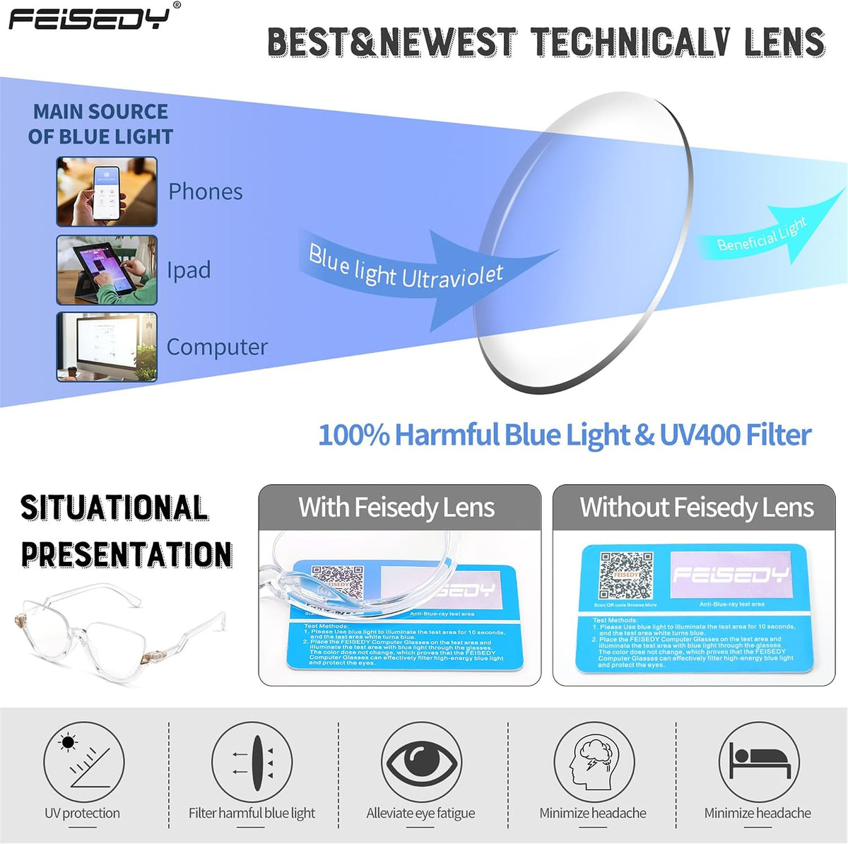 ÉÌƷͼƬ 13 | B0CJFLY9C9 | FEISEDY Reading Glasses for Women Fashion Half Frame Cat Eye Glasses Anti Glare Eyeglasses B0067