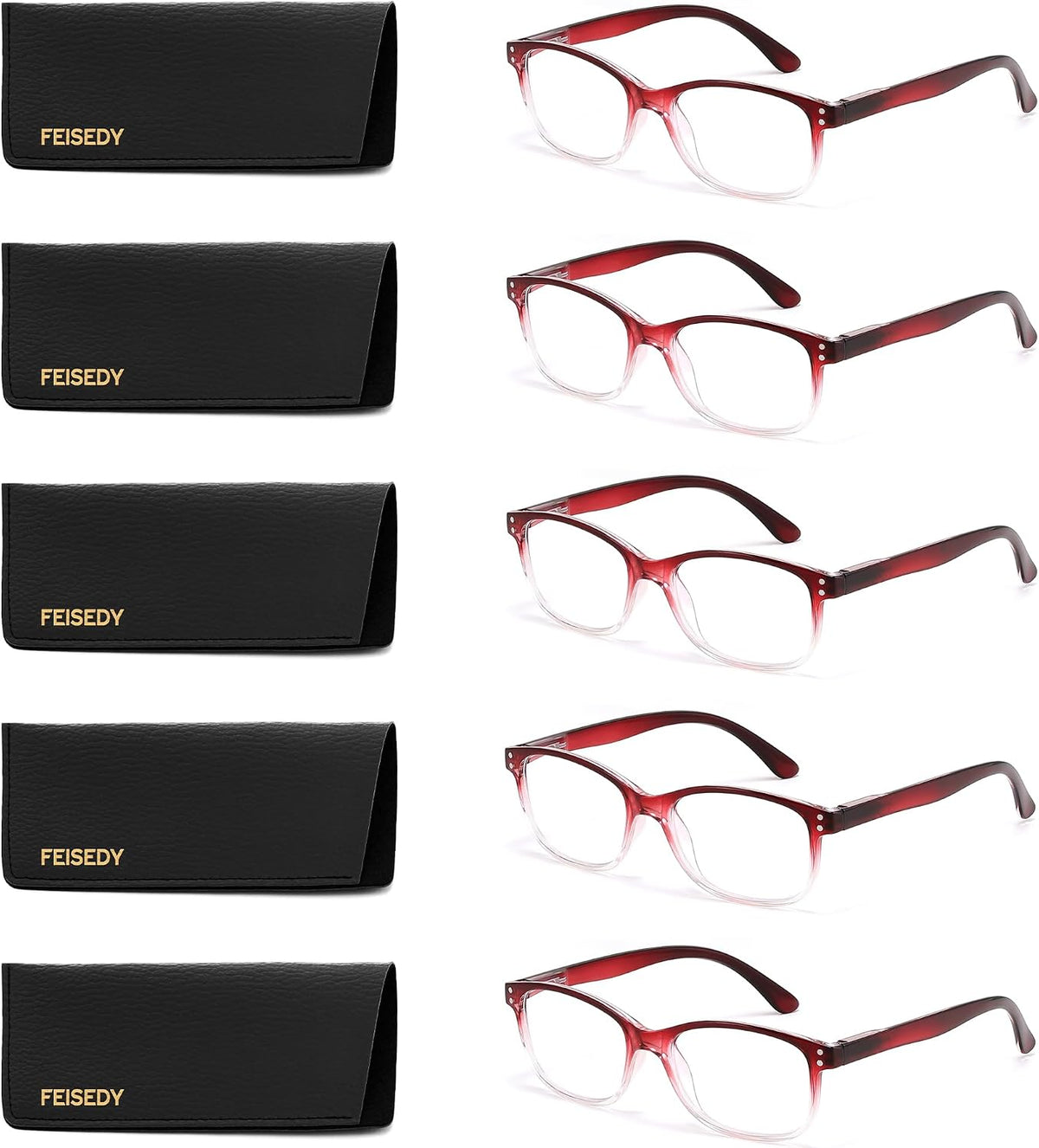 ÉÌƷͼƬ 47 | B0F7HQL9ND | FEISEDY 6/5 Pack Classic Reading Glasses Rectangular Readers B0297