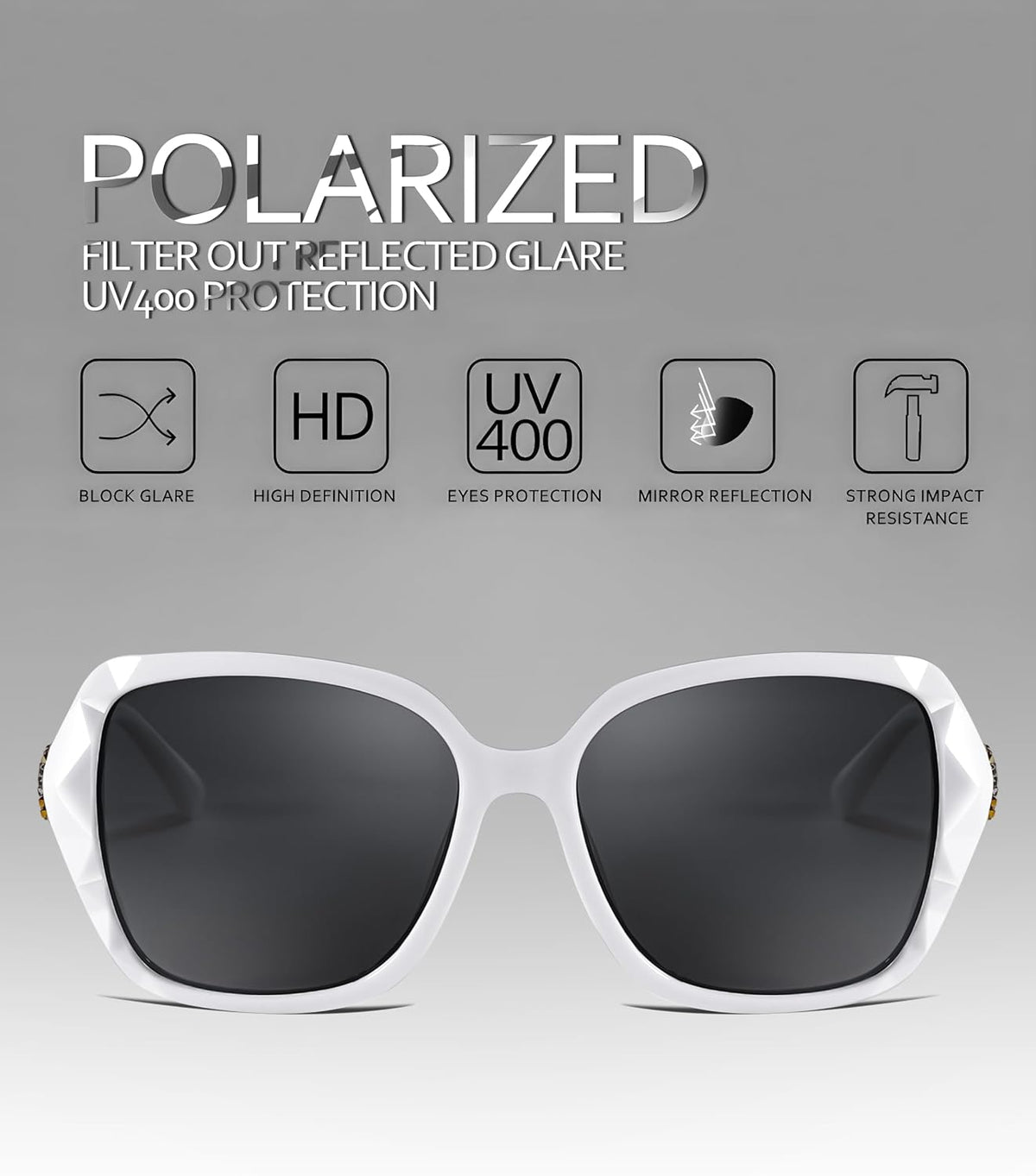 商品图片 46 | B079GT4RXH | FEISEDY Polarized Women Square Sunglasses Sparkling Composite Shiny Frame B2289