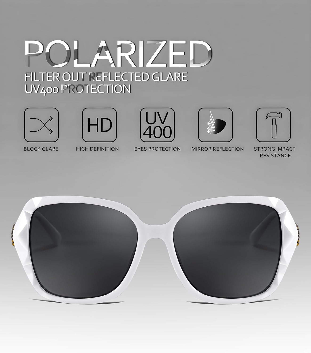 商品图片 46 | B079GT4RXH | FEISEDY Polarized Women Square Sunglasses Sparkling Composite Shiny Frame B2289