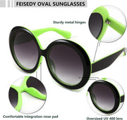 ÉÌƷͼƬ 23 | B0C7ZVD4MD | FEISEDY Oval Oversized Trendy Sunglasses Women Men Stylish Retro Big Frame Vacation Sun Glasees UV400 Protection B0017