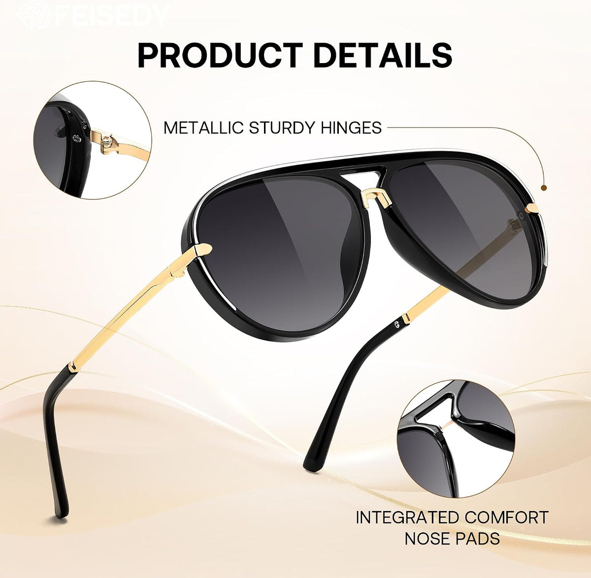 ÉÌƷͼƬ 40 | B0GYVVZBQM | FEISEDY Classic Aviator Sunglasses UV400 Protection for Women Men B0461