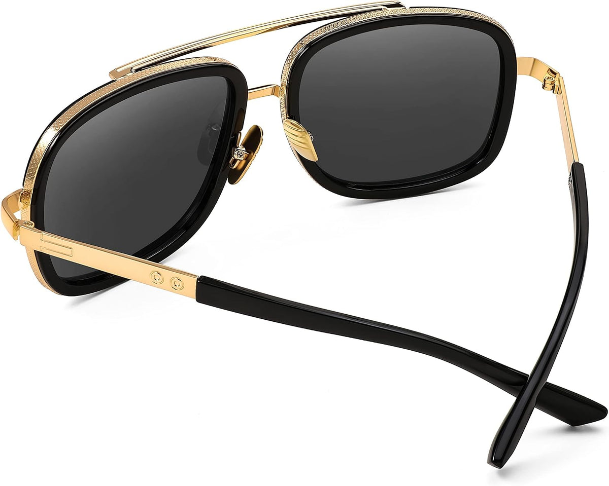 ÉÌƷͼƬ 19 | B0B681YMF5 | FEISEDY Retro Trendy Aviator Sunglasses Women Men Classic Vintage Square Sunglasses 70s Large Metal Shades B2321