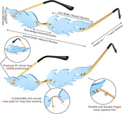 ÉÌƷͼƬ 44 | B09JK7M3SQ | FEISEDY Fire Flame Sunglasses for Women Mirror Rimless Fire Shaped Novelty Sunglasses B2839