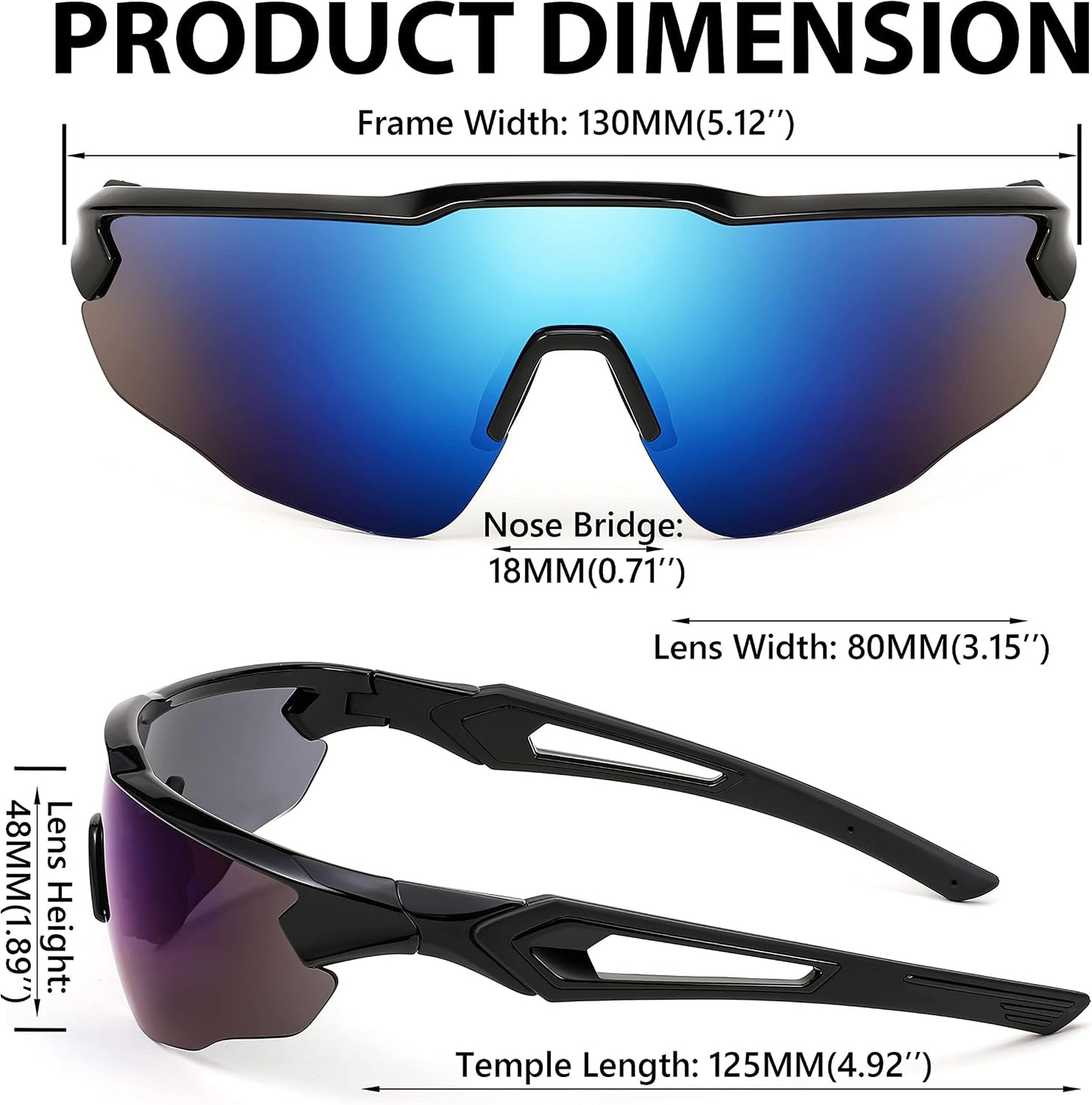 商品图片 19 | B0B2WDLNDM | FEISEDY Sports Sunglasses, with 5 Lenses for Men Women, TR90 Lightweight, Baseball Cycling Motorcycle Running Golf B2940