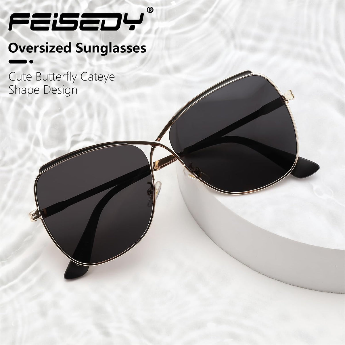 ÉÌƷͼƬ 42 | B08SJ7XN69 | FEISEDY Womens Cute Sunglasses Oversized Butterfly X Shape Design Cateye Lady Sunglasses B2738