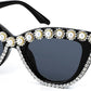 Flower Diamond / 51 Millimeters | B0BZ7TZB81 | FEISEDY Oversized Women Cat Eye Rhinestone Sunglasses Costume Party B2360