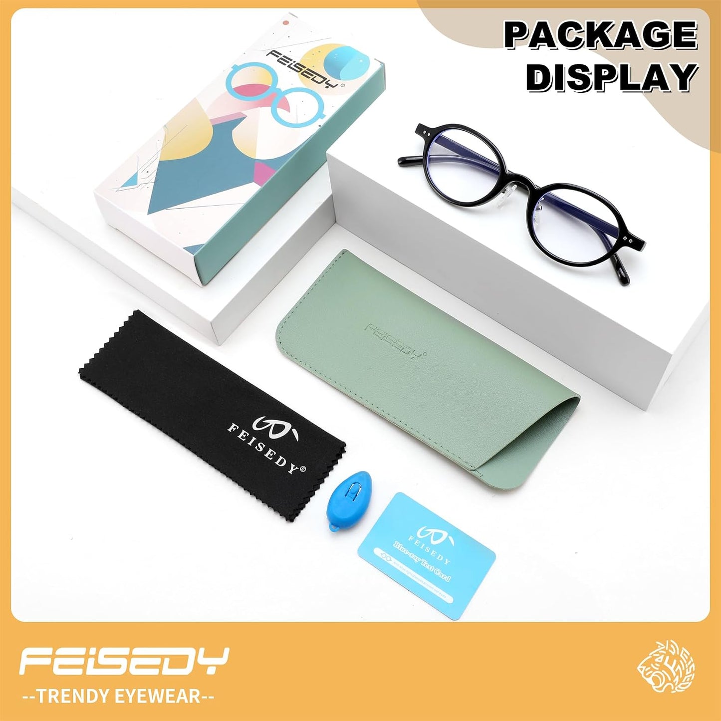 商品图片 7 | B0GZPJSP52 | FEISEDY Retro Small Oval Reading Glasses for Men Women Blue Light Blocking Computer Readers B1663