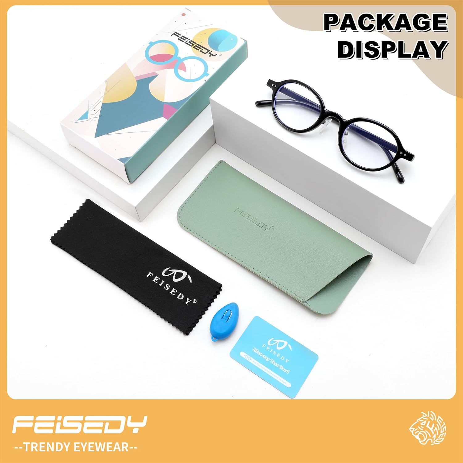 商品图片 7 | B0GZPJSP52 | FEISEDY Retro Small Oval Reading Glasses for Men Women Blue Light Blocking Computer Readers B1663