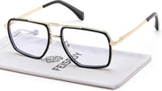Black-glod / 53 Millimeters | B0HJH639XS | FEISEDY Metal Blue Light Aviator Glasses for Women Men B0491