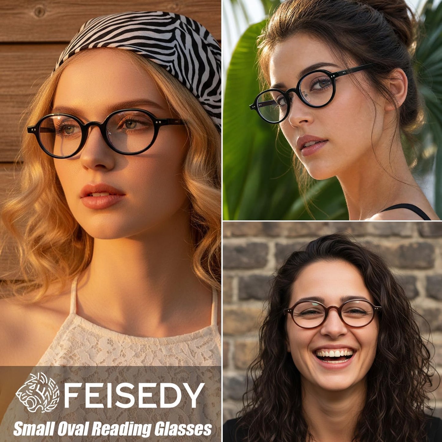 商品图片 4 | B0GZPJSP52 | FEISEDY Retro Small Oval Reading Glasses for Men Women Blue Light Blocking Computer Readers B1663